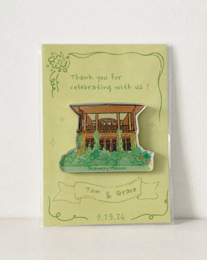Gramercy Mansion illustrated 5mm custom shape acrylic wedding venue magnet
