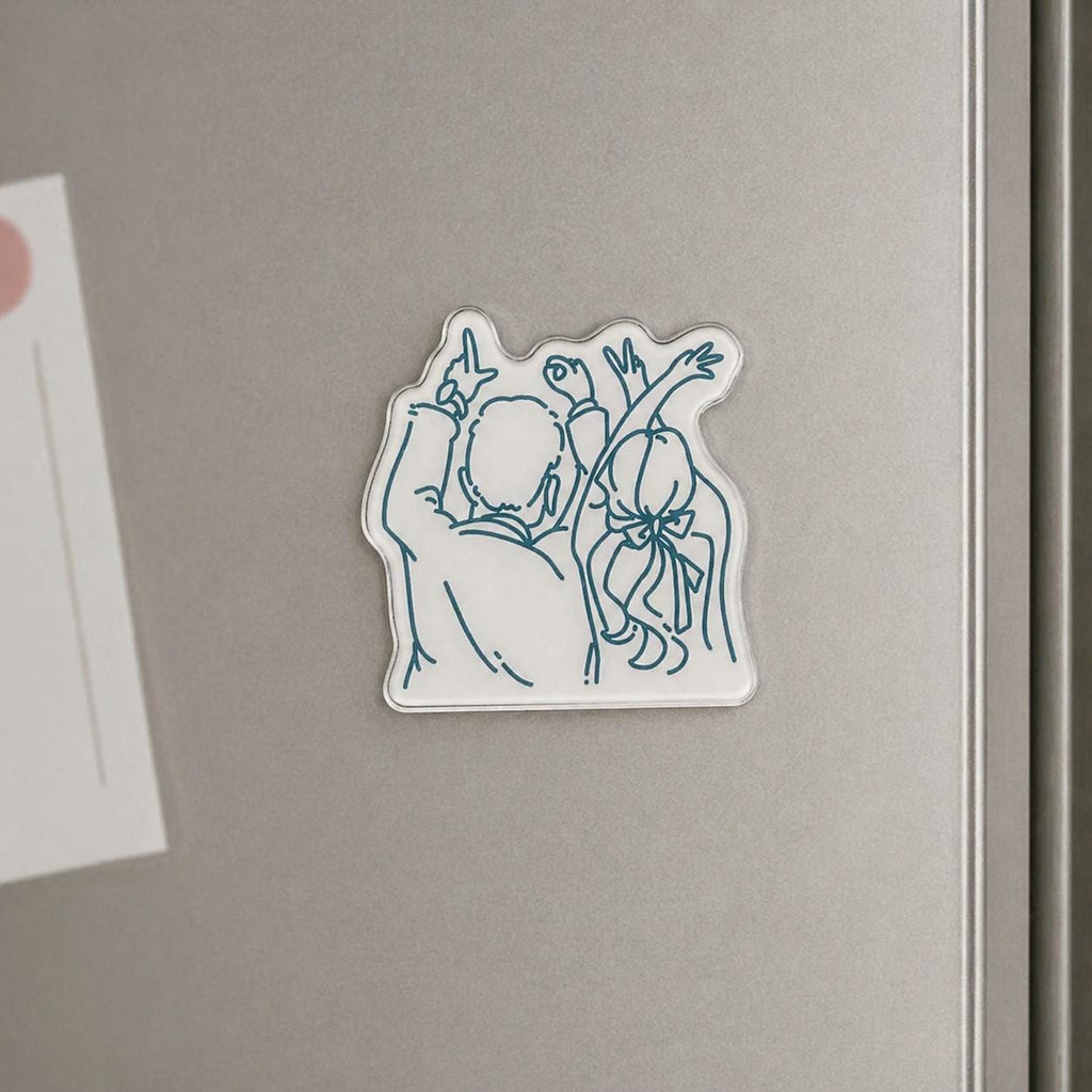 Personalized Acrylic Wedding Magnet, Hand-drawn Favor, Bridal Shower Keepsake, Save The Date