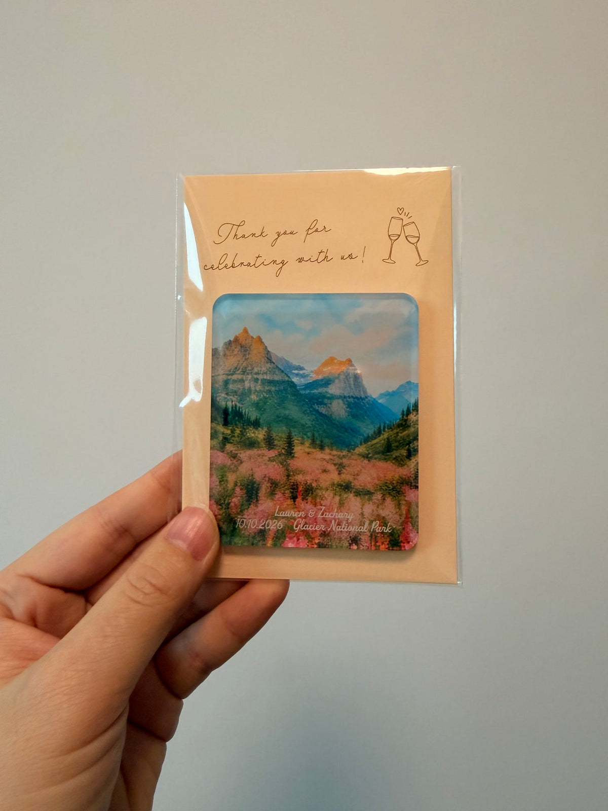 Glacier National Park watercolor acrylic wedding favor magnet