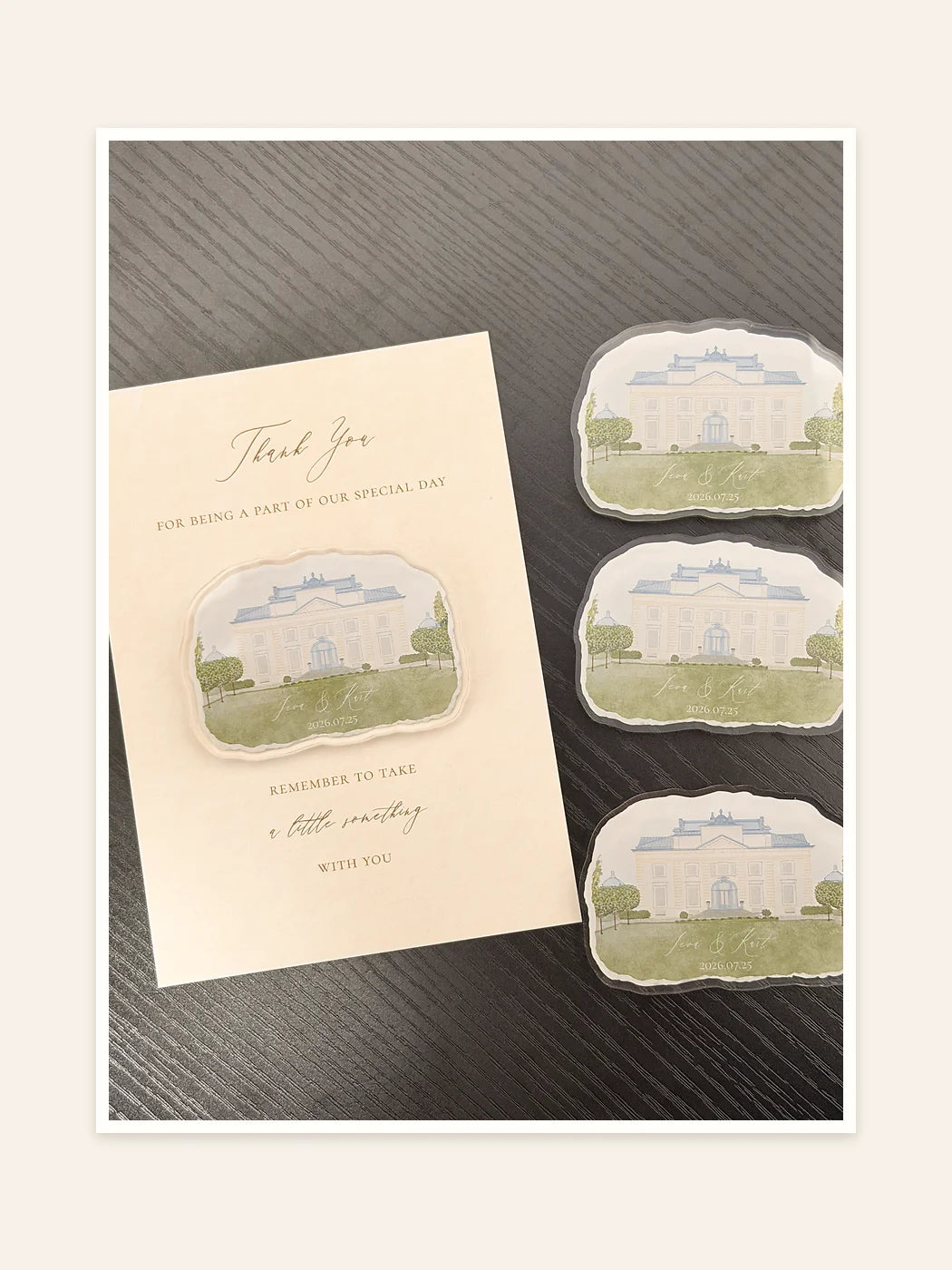 Light manor acrylic magnet and favor card